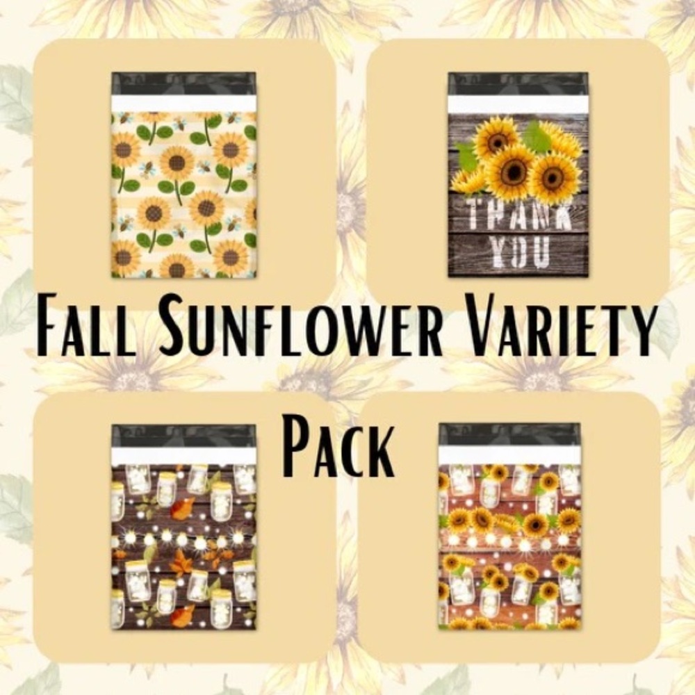 Fall Sunflower 40 Pack 10x13 Poly Mailers Shipping Envelopes